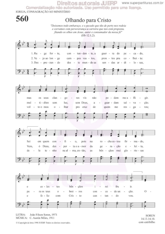 Partitura da música Olhando Para Cristo - 560 HCC v.2