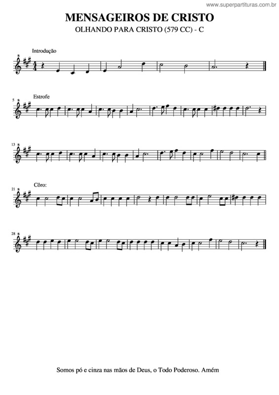 Partitura da música Olhando Para Cristo – Contralto
