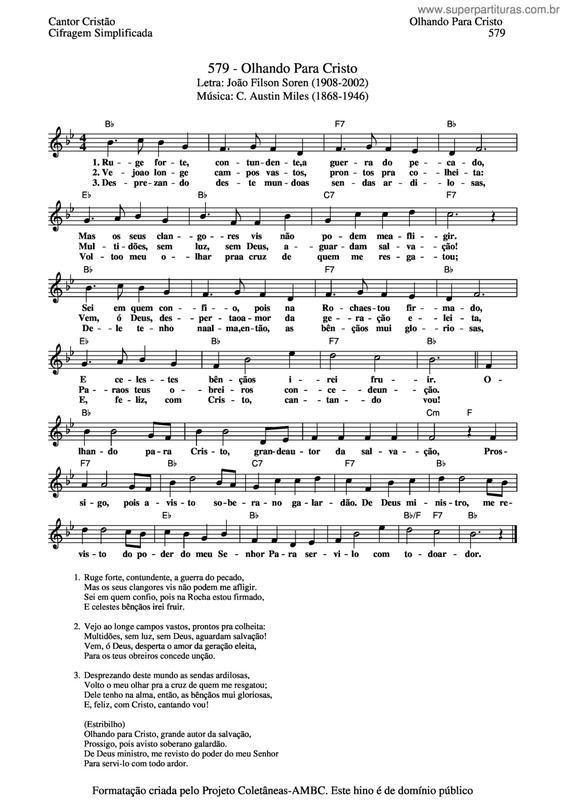 Partitura da música Olhando Para Cristo v.2