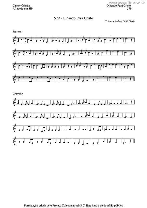 Partitura da música Olhando Para Cristo v.4