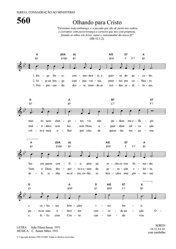 Partitura da música Olhando Para Cristo