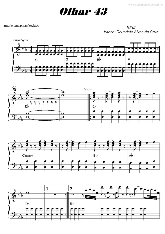 Partitura da música Olhar 43