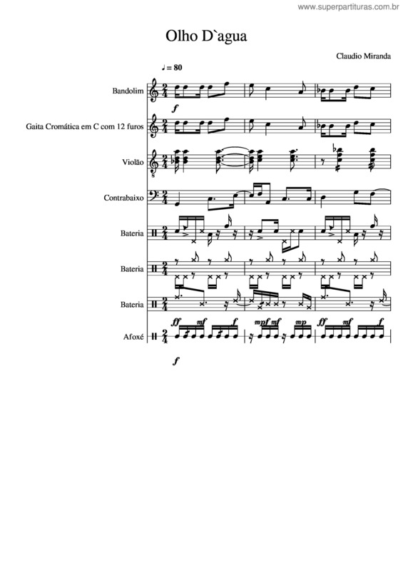 Partitura da música Olho D`Agua