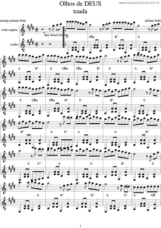 Partitura da música Olhos De Deus