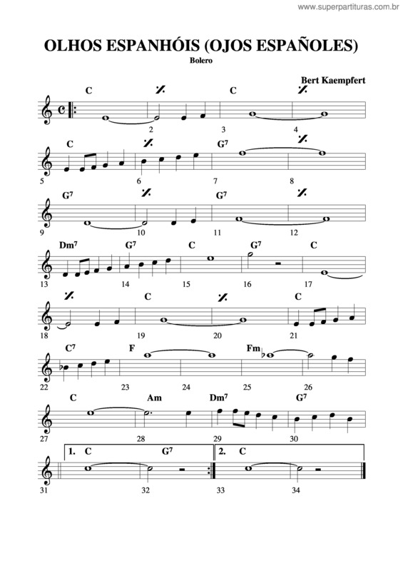 Partitura da música Olhos Espanhóis