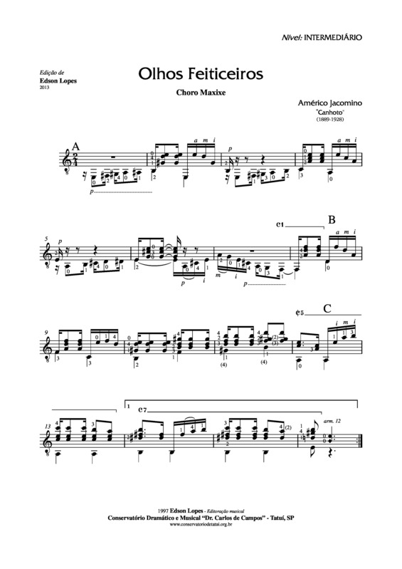 Partitura da música Olhos Feiticeiros v.3