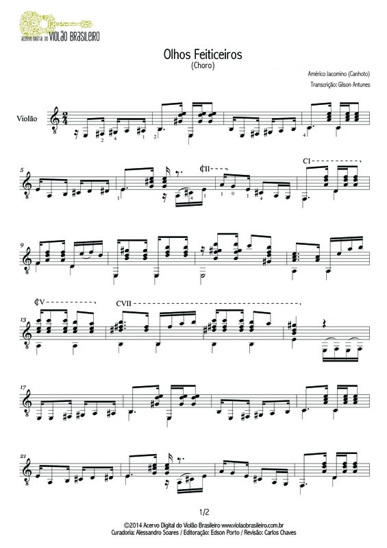 Partitura da música Olhos Feiticeiros v.4