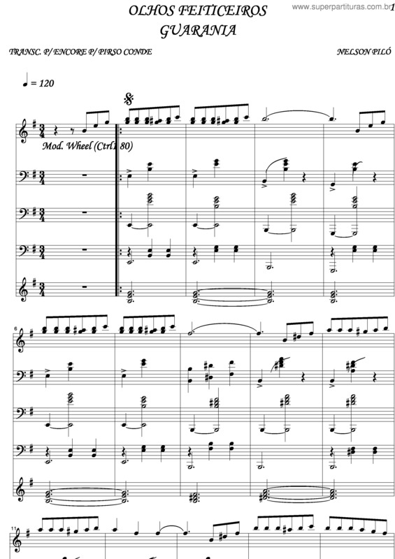 Partitura da música Olhos Feiticeiros