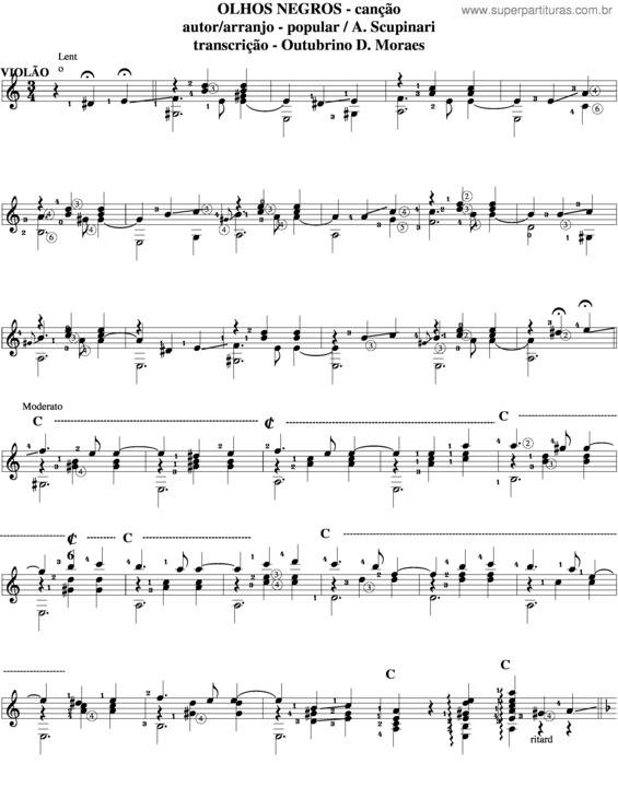 Partitura da música Olhos Negros v.10