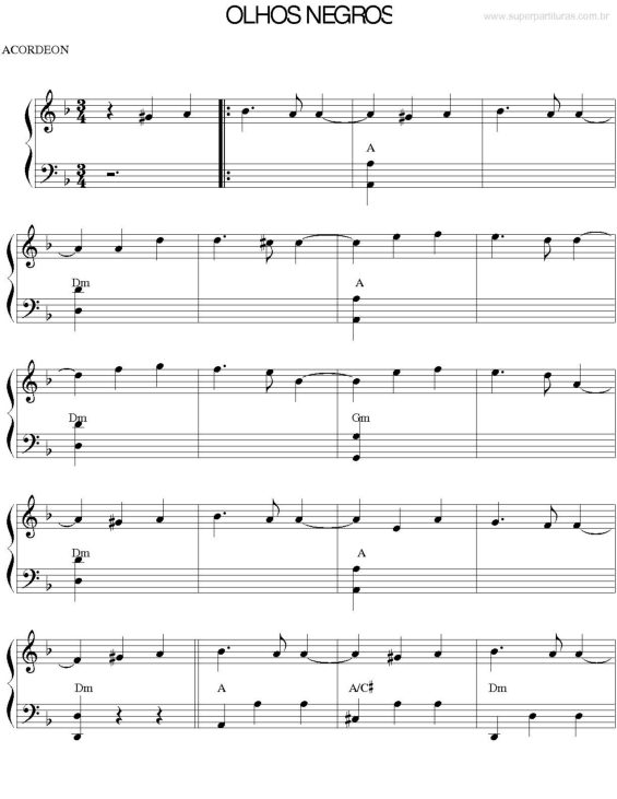 Partitura da música Olhos Negros v.2