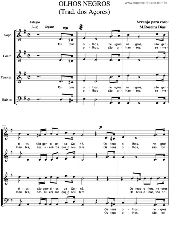 Partitura da música Olhos Negros v.4