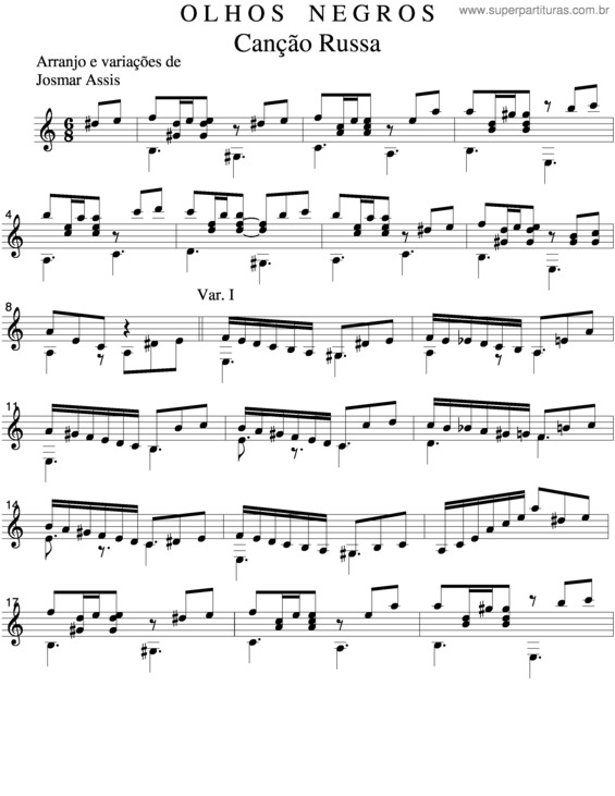 Partitura da música Olhos Negros v.7