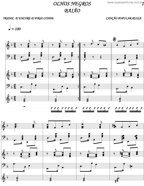 Partitura da música Olhos Negros v.8