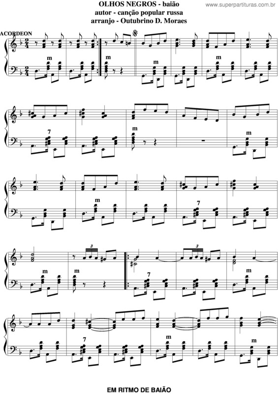 Partitura da música Olhos Negros v.9