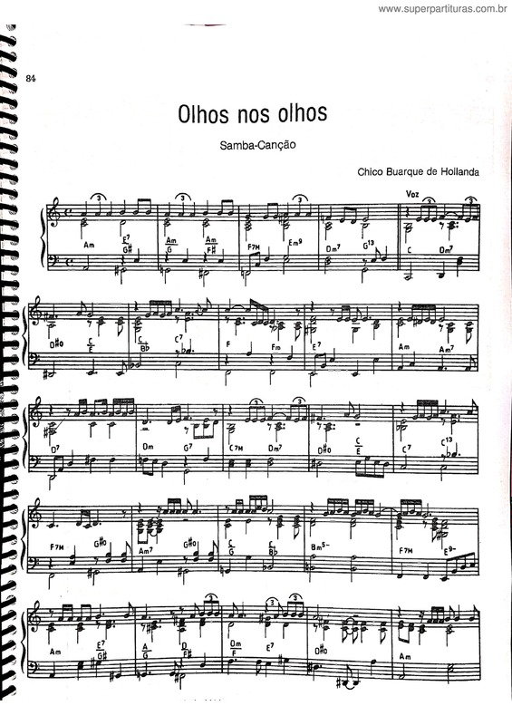 Partitura da música Olhos Nos Olhod