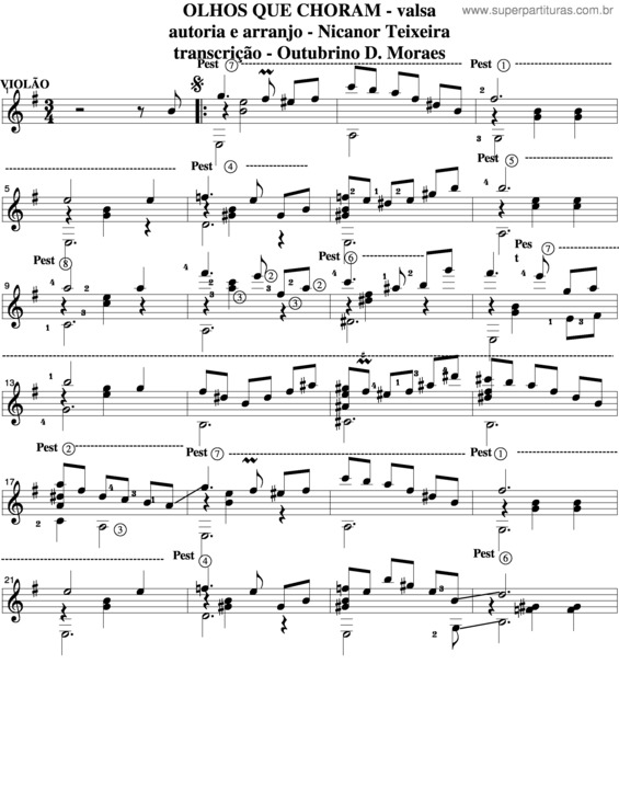 Partitura da música Olhos Que Choram