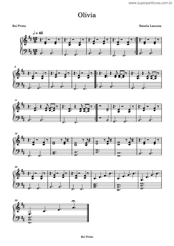 Partitura da música Olivia – Natalia Lacunza Modified