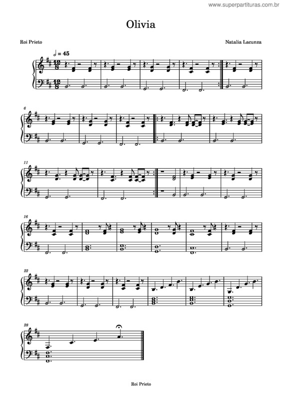 Partitura da música Olivia – Natalia Lacunza
