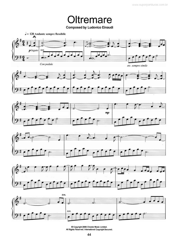 Partitura da música Oltremare