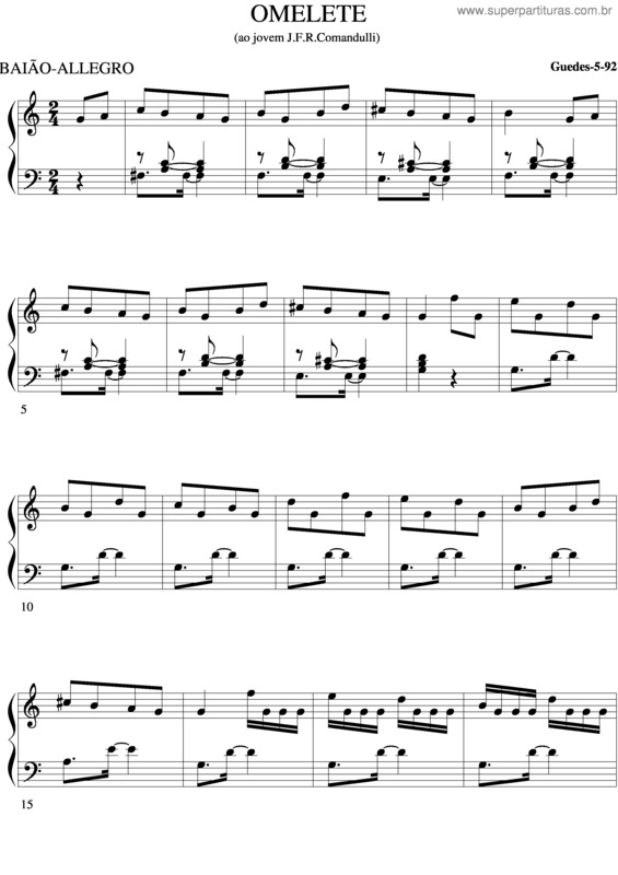 Partitura da música Omelete