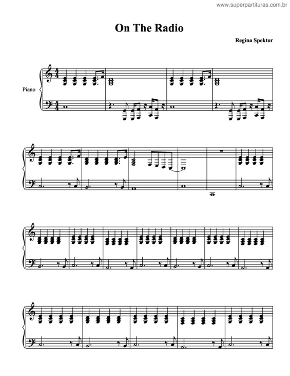 Partitura da música On The Radio