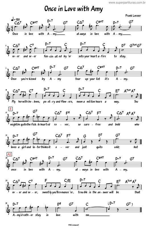 Partitura da música Once In Love With Amy