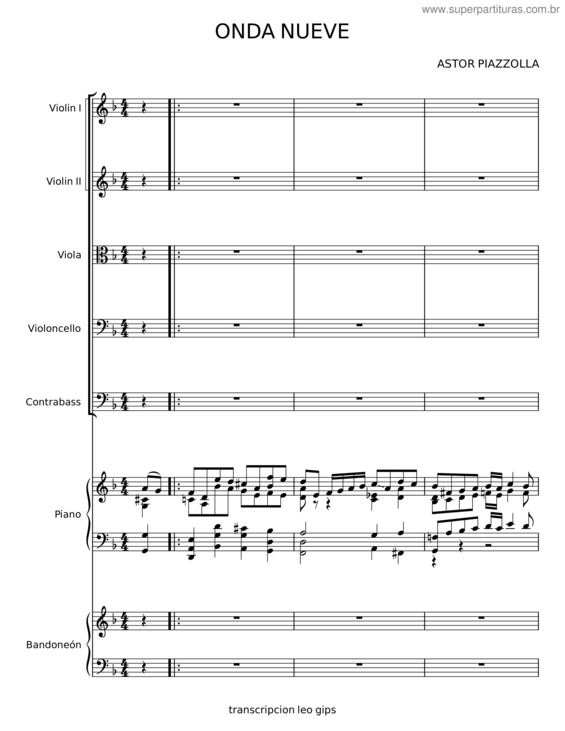 Partitura da música Onda Nueve – Astor Piazzolla