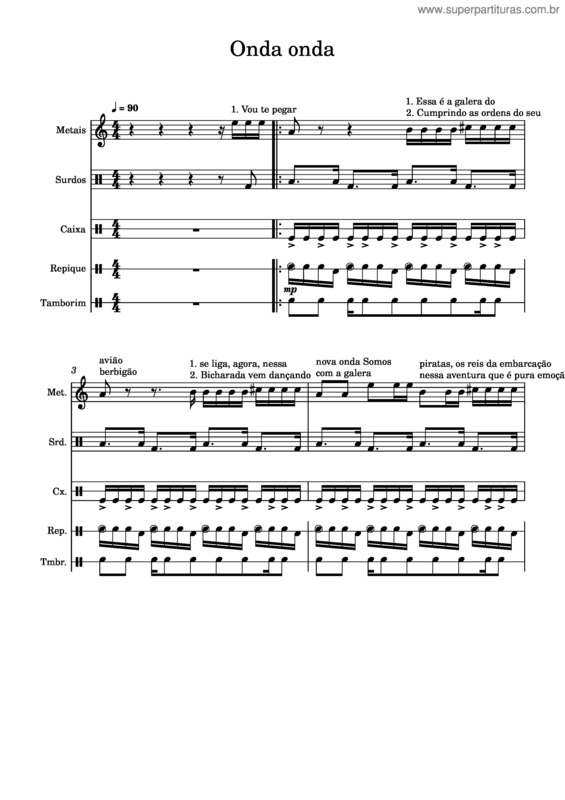 Partitura da música Onda Onda
