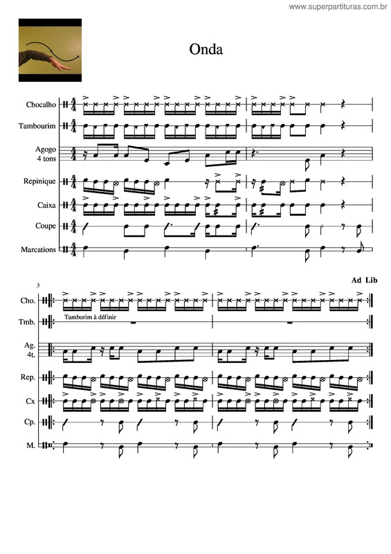 Partitura da música Onda