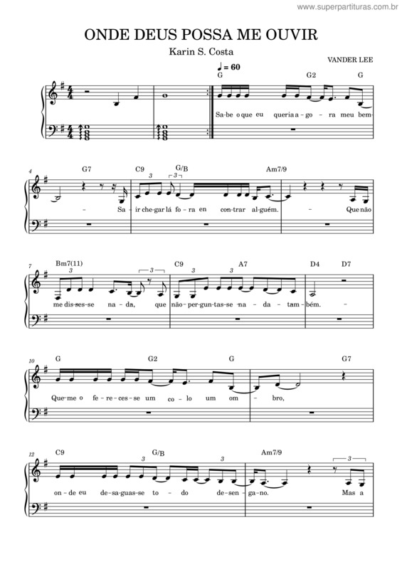 Partitura da música Onde Deus Possa Me Ouvir