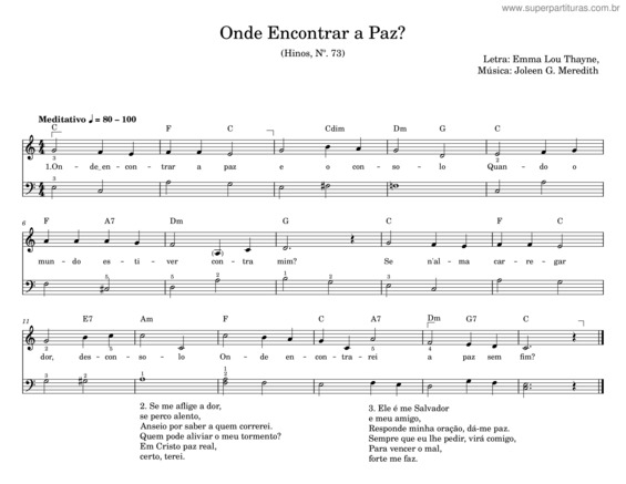 Partitura da música Onde Encontrar A Paz? – Emma Lou Thayne