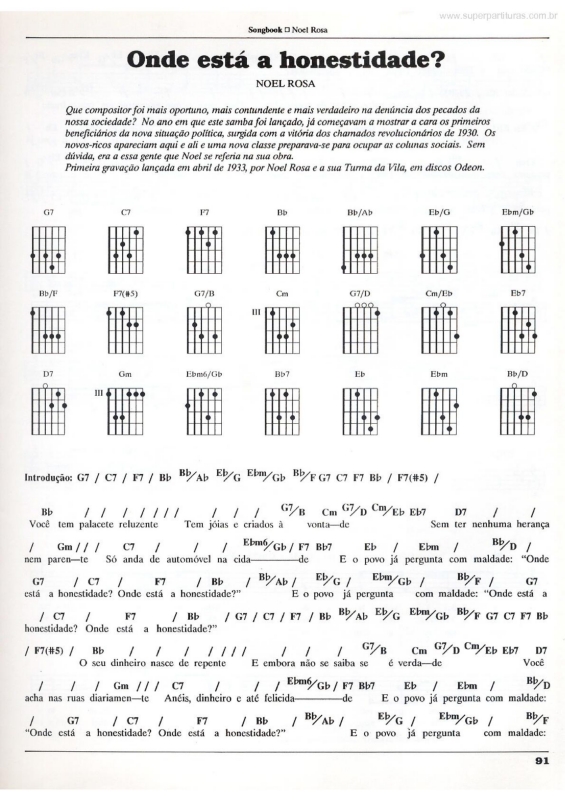 Partitura da música Onde Está a Honestidade?