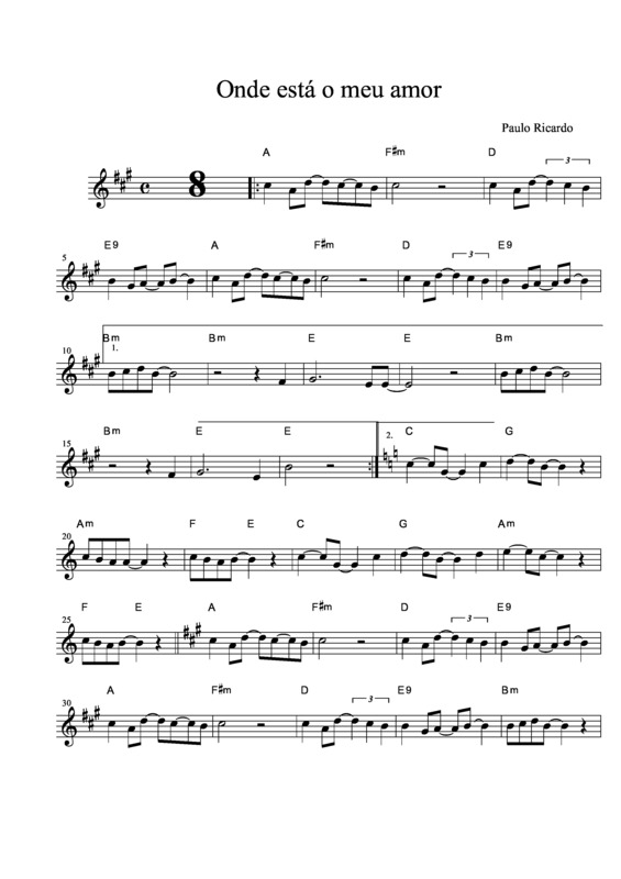 Partitura da música Onde Está Meu Amor v.2