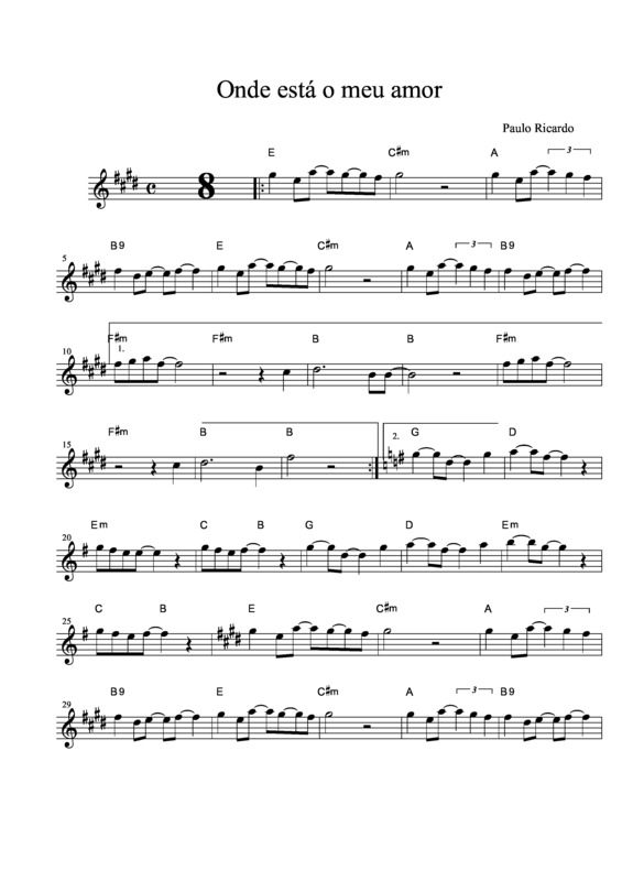 Partitura da música Onde Está Meu Amor