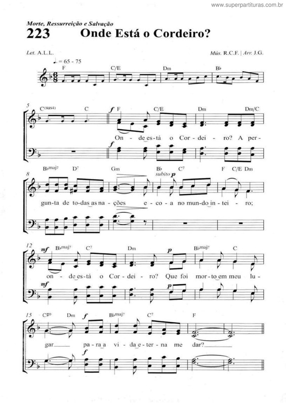 Partitura da música Onde Está O Cordeiro