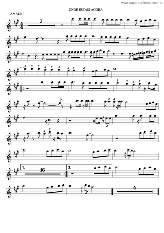 Partitura da música Onde Estais Agora