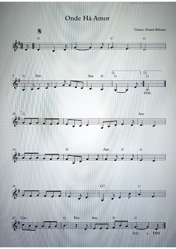 Partitura da música Onde Há Amor