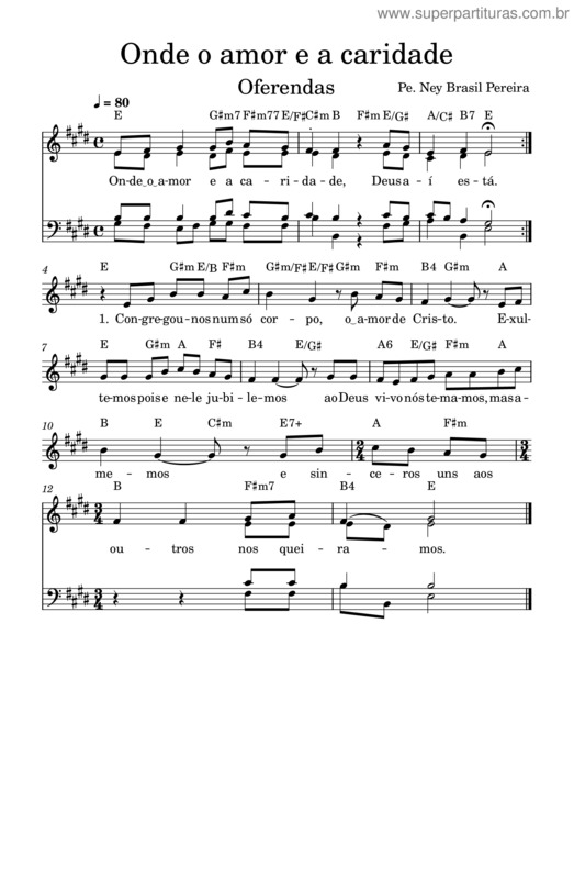 Partitura da música Onde O Amor E Caridade