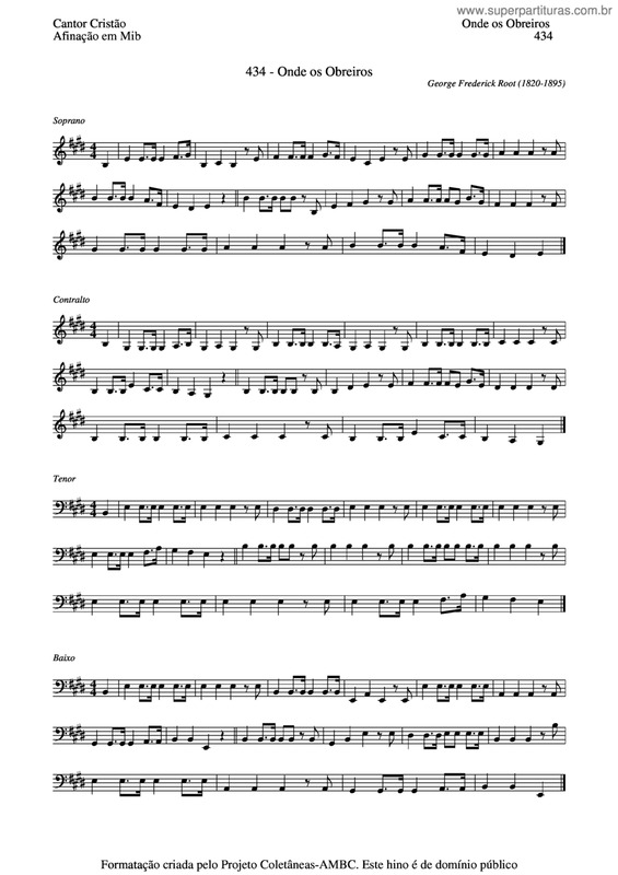 Partitura da música Onde Os Obreiros v.4