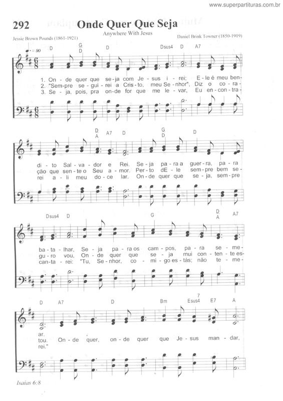 Partitura da música Onde Quer Que Seja v.2