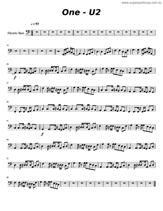 Partitura da música One – U2