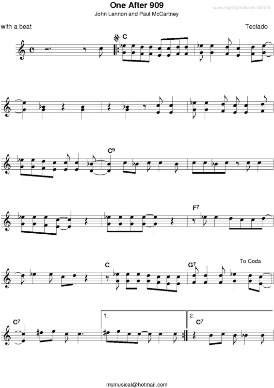 Partitura da música One After 909 v.2