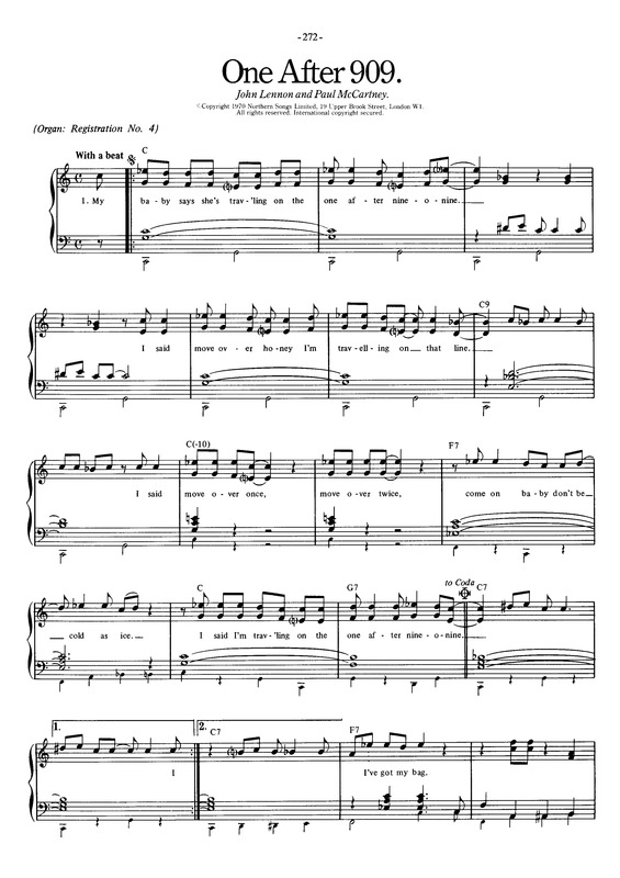 Partitura da música One After 909 v.3