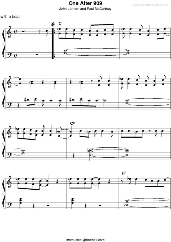 Partitura da música One After 909