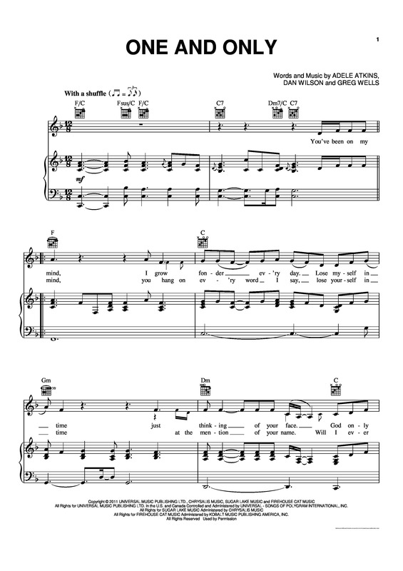 Partitura da música One And Only v.3