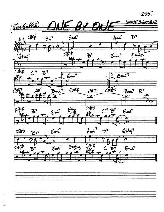 Partitura da música One By One v.3