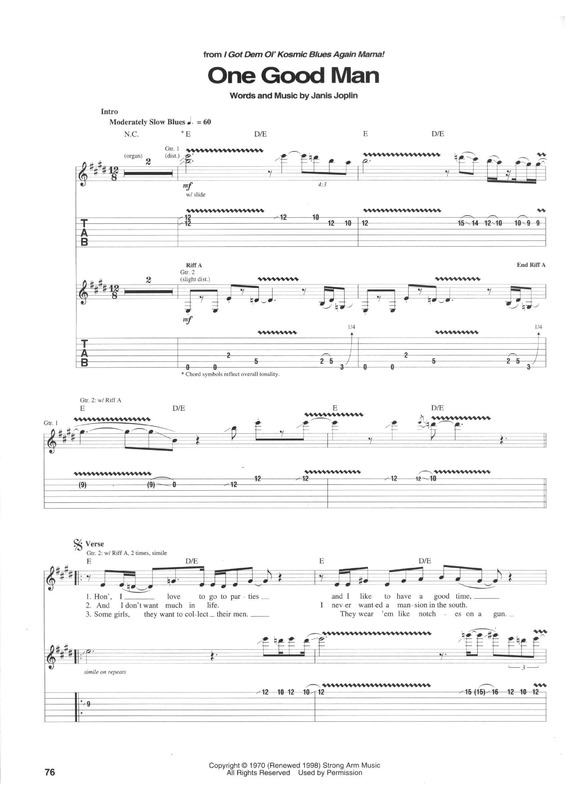 Partitura da música One Good Man