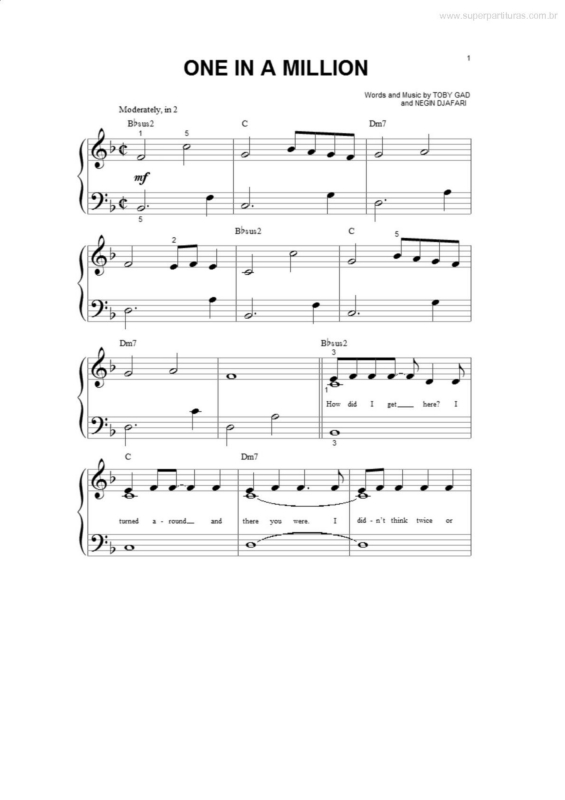 Partitura da música One ia a Million v.2