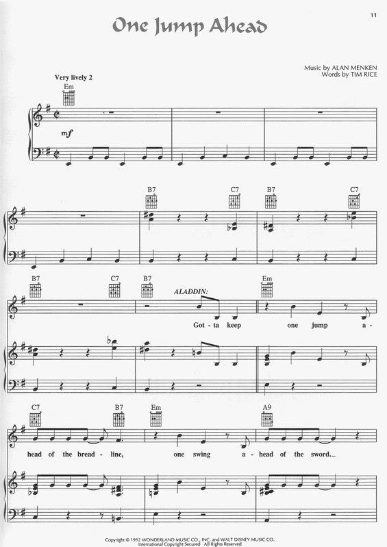 Partitura da música One Jump Ahead v.2