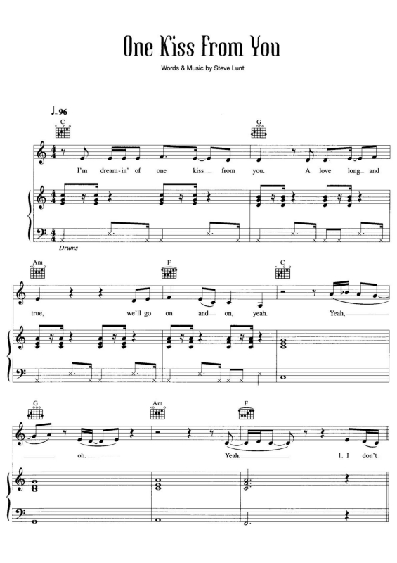 Partitura da música One Kiss From You v.2